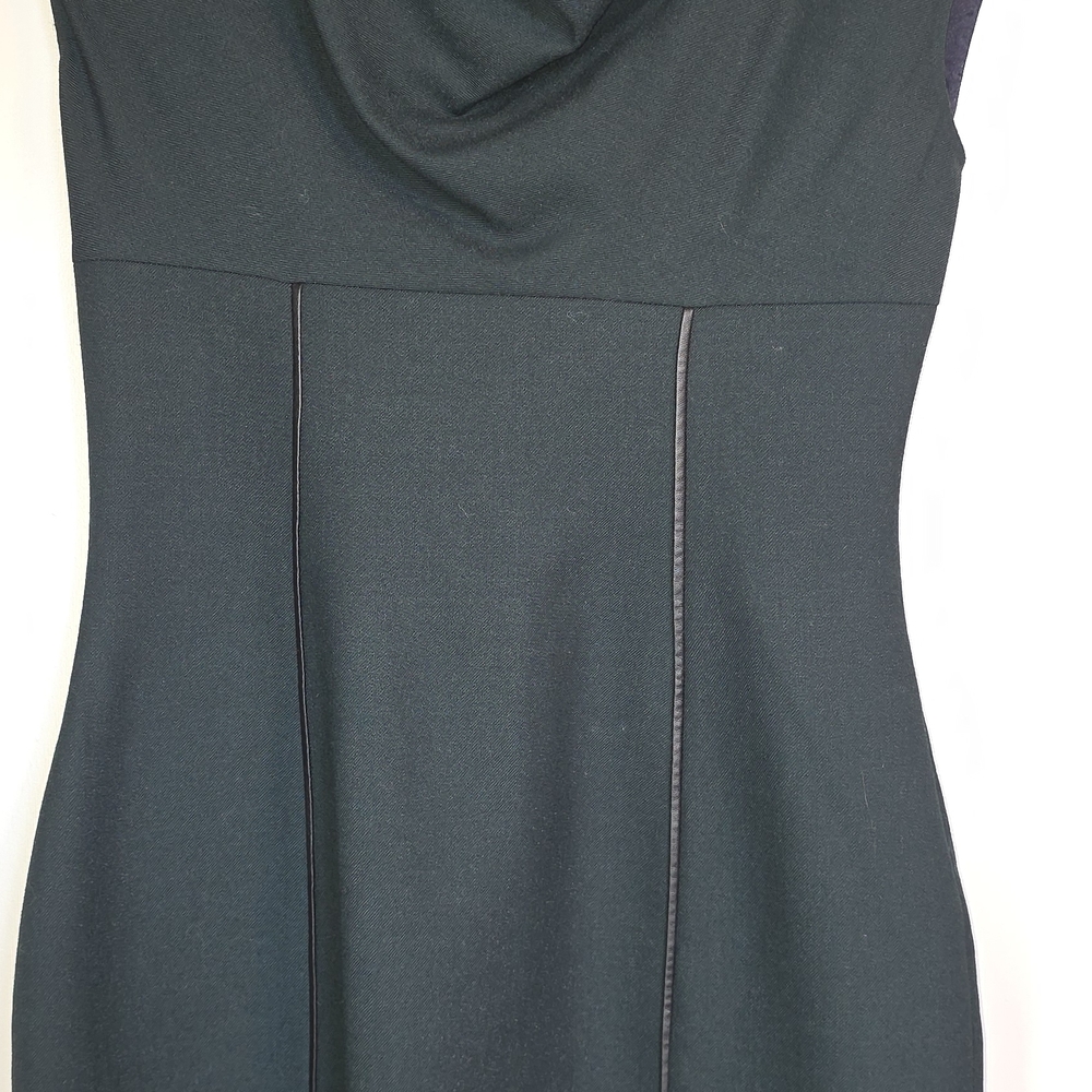 Elegant Green With Black Piping Dress